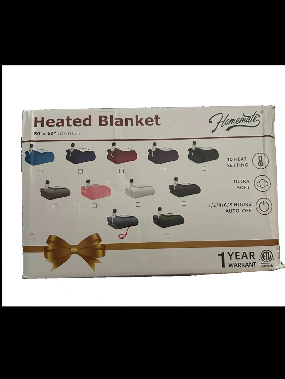 Ultra-Soft Heated Throw Blanket with 10 Heat Settings - GRAY & WHITE